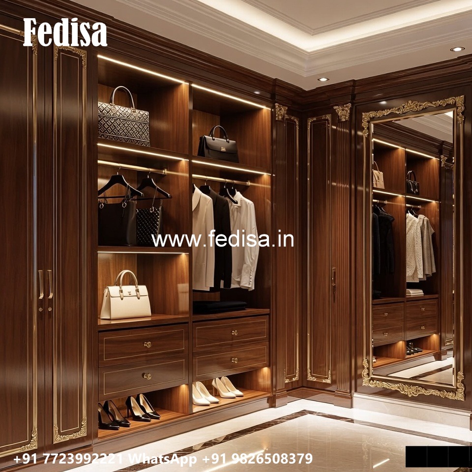 Classic Wardrobe Design with Brass Handles No-626
