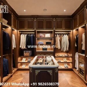 Elegant Wooden Closet with Decorative Panels No-722
