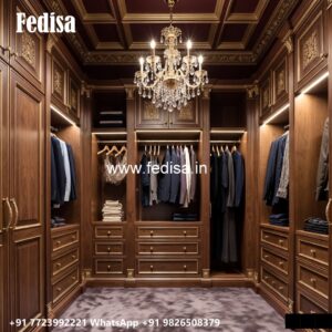 Elegant Wardrobe Design with Rich Wood Texture No-756