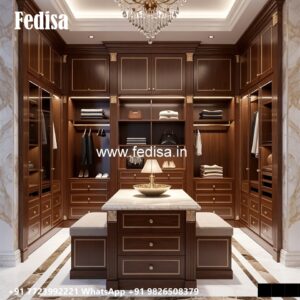 Elegant Bedroom Wardrobe with Decorative Finish No-891