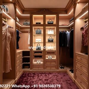 Elegant Wardrobe Design with Gold Accents No-927