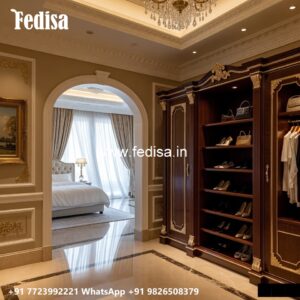 Elegant Wooden Wardrobe Design with Mirrors No-1094