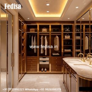Classic Wardrobe Design with Brass Handles No-1525