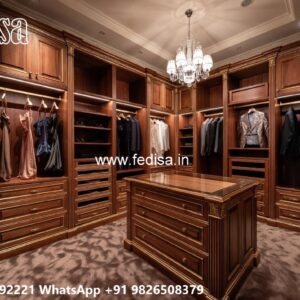 Classic Wardrobe Design with Wooden Texture No-1577