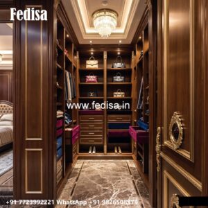 Elegant Wooden Wardrobe Design with Mirrors No-1993