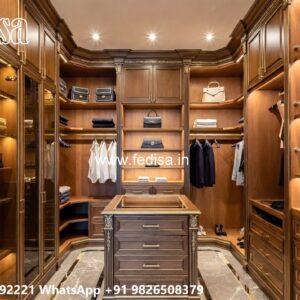 Modern Wardrobe Design with Wooden Accents No-2052