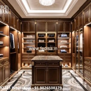 Traditional Wardrobe Design with Mirror Finish No-2435