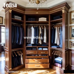 Elegant Wardrobe Design with Rich Wood Texture No-2554