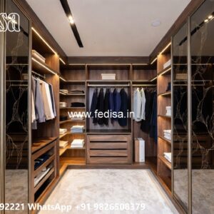 Elegant Wardrobe Design with Gold Accents No-2725