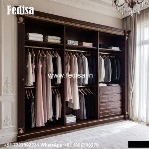 Modern Wardrobe Design with Wooden Accents No-2951