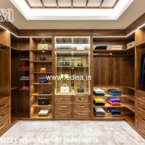 Stylish Wardrobe Design with Wooden Texture No-3683