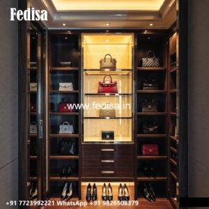 Elegant Wooden Wardrobe Design with Mirrors No-3791