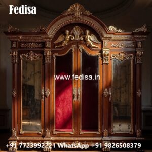 Elegant Wooden Wardrobe Design with Mirrors No-10983