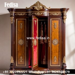 Elegant Wardrobe Design with Gold Accents No-11234