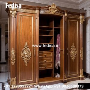 Elegant Wooden Closet with Decorative Panels No-11928