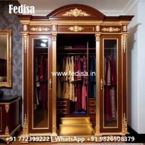 Elegant Wardrobe Design with Rich Wood Texture No-11962