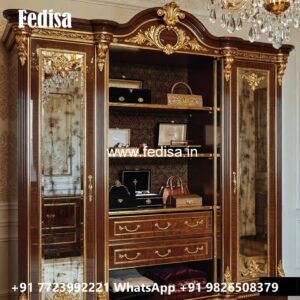 Premium Wooden Wardrobe with Decorative Mirrors No-12102