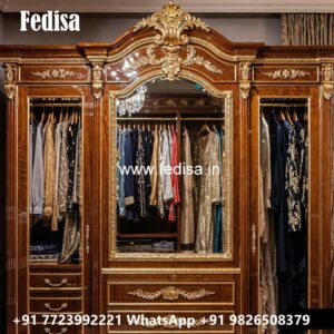 Elegant Wooden Wardrobe Design with Mirrors No-12300