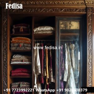Classic Wardrobe Design with Beautiful Carvings No-675