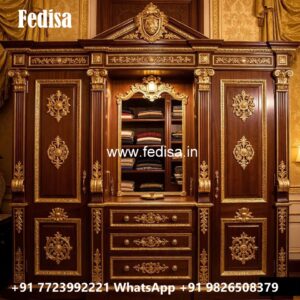 Elegant Wooden Closet with Decorative Panels No-722