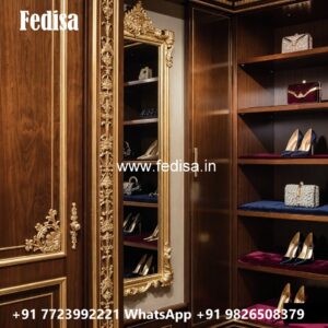 Elegant Wooden Wardrobe with Decorative Carving No-750