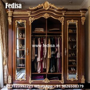 Elegant Wardrobe Design with Mirror Panels No-973