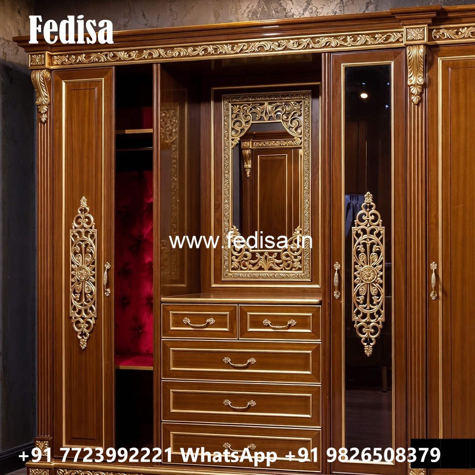 Stylish Wardrobe Design with Wooden Texture No-986