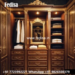 Premium Wardrobe Design with Wooden Texture No-1084