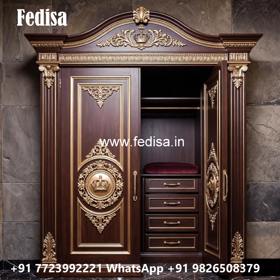 Classic Wardrobe Design with Brass Handles No-1525