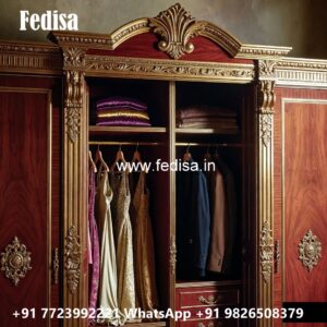 Classic Wardrobe Design with Carved Doors No-1531