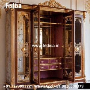 Elegant Wooden Closet with Decorative Panels No-1621