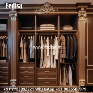 Classic Closet Design with Rich Wooden Finish No-1641