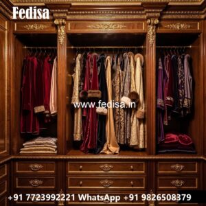 Elegant Wooden Wardrobe with Decorative Carving No-1649