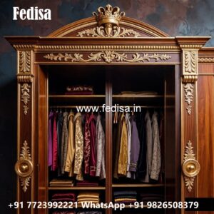 Classic Bedroom Closet with Artistic Carvings No-1679