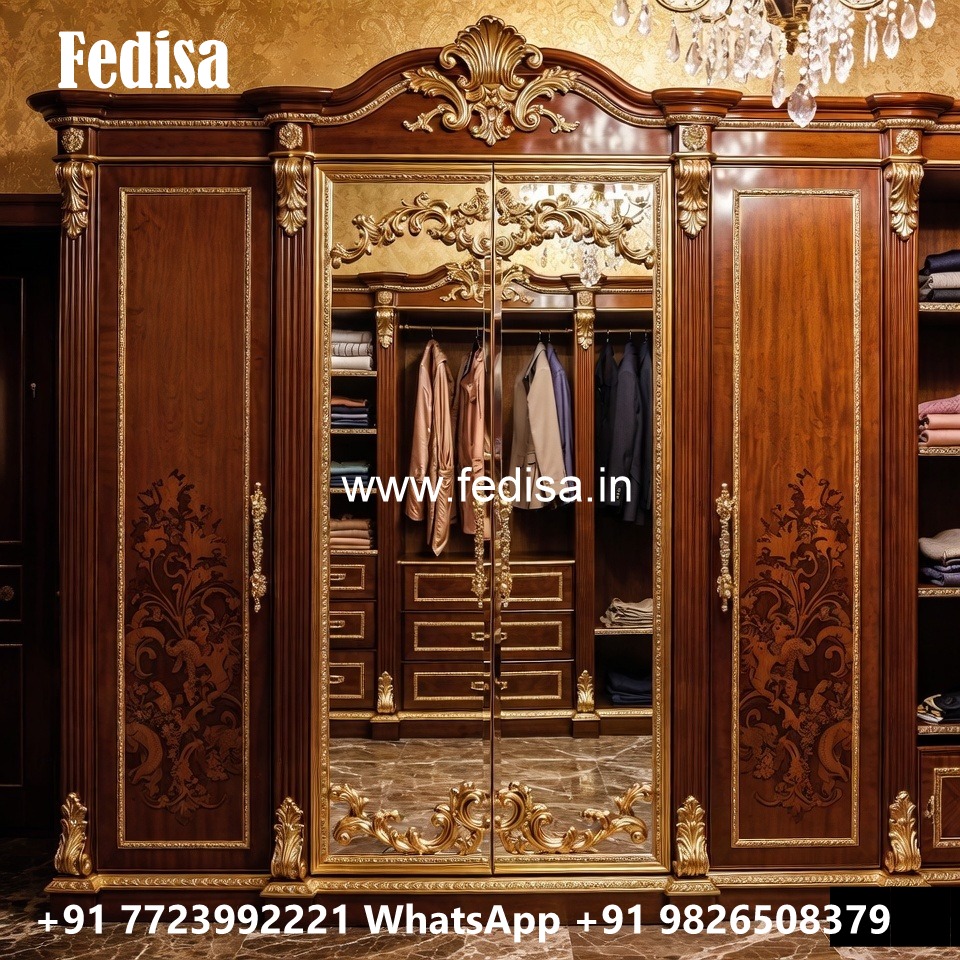 Elegant Wardrobe Design with Gold Accents No-1826