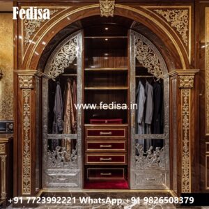 Elegant Wardrobe Design with Decorative Mirrors No-2025