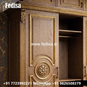 Elegant Wooden Wardrobe with Decorative Carving No-2548