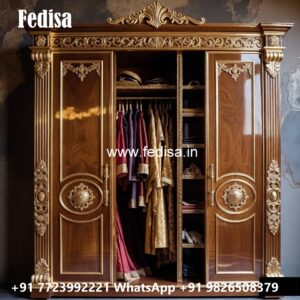 Elegant Wooden Closet with Vintage Charm No-2576