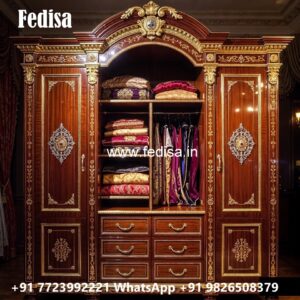 Classic Wardrobe Design with Beautiful Carvings No-3372