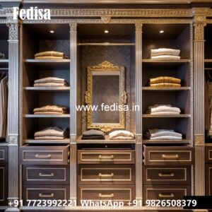 Classic Wardrobe Design with Wooden Texture No-3375