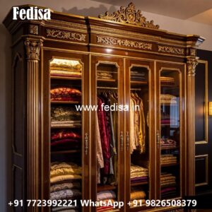 Elegant Wooden Closet with Decorative Panels No-3419