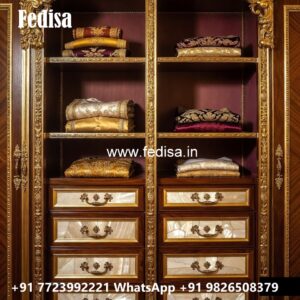 Classic Bedroom Closet with Artistic Carvings No-3477