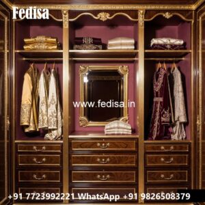 Elegant Bedroom Wardrobe with Decorative Finish No-3588
