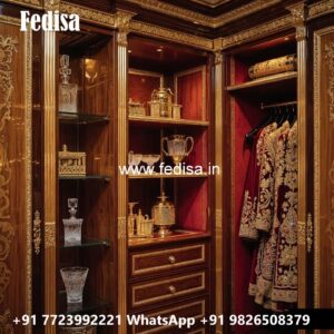 Elegant Wooden Wardrobe Design with Mirrors No-3791