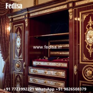 Elegant Classic Wardrobe Design with Carvings No-4200