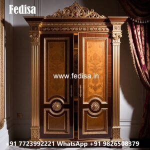 Traditional Wardrobe Design with Mirror Finish No-4233