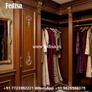 Classic Wooden Wardrobe with Decorative Trim No-4239