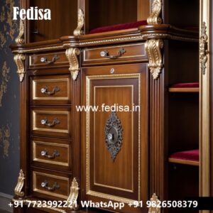 Classic Wardrobe Design with Artistic Carvings No-4247