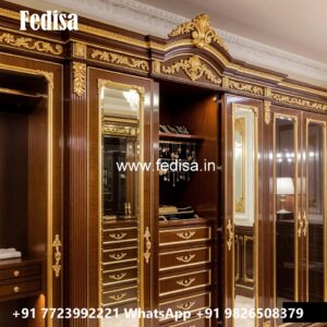 Traditional Wardrobe Design with Elegant Mirrors No-4416