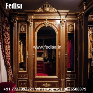 Timeless Wooden Wardrobe with Artistic Finish No-4477
